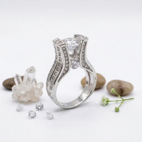 PREMIUM 925 SILVER SOLITARE ENGAGEMENT RING - SIZE 16