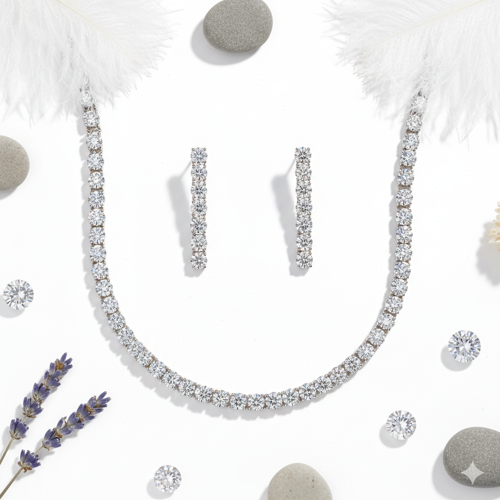 PREMIUM 925 SILVER TENNIS NECKLESS WITH TOPS