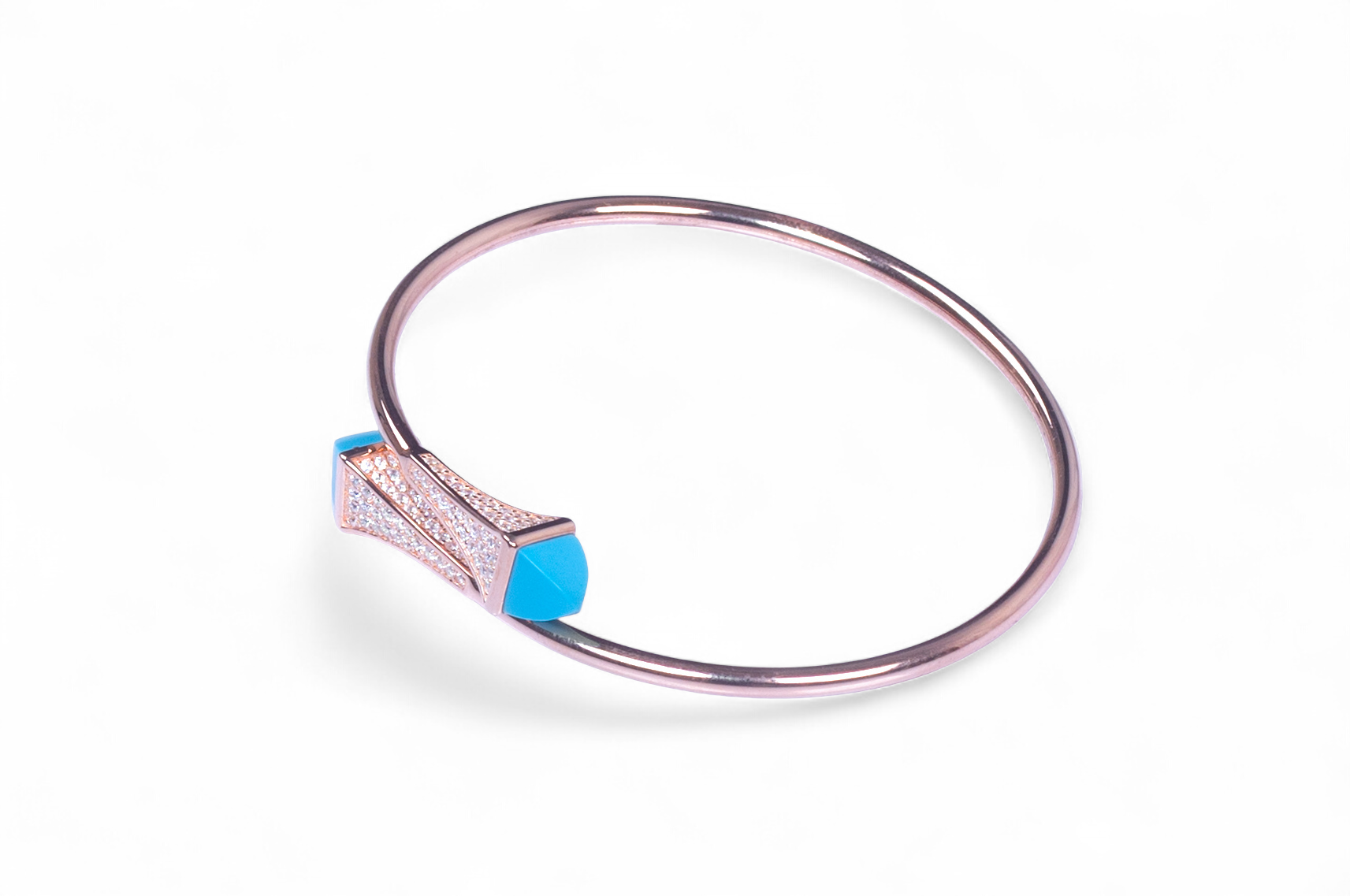 PREMIUM 925 SILVER ROSE GOLD POLISH EXCLUSIVE FIROZA STONE BRACELET - Image 2