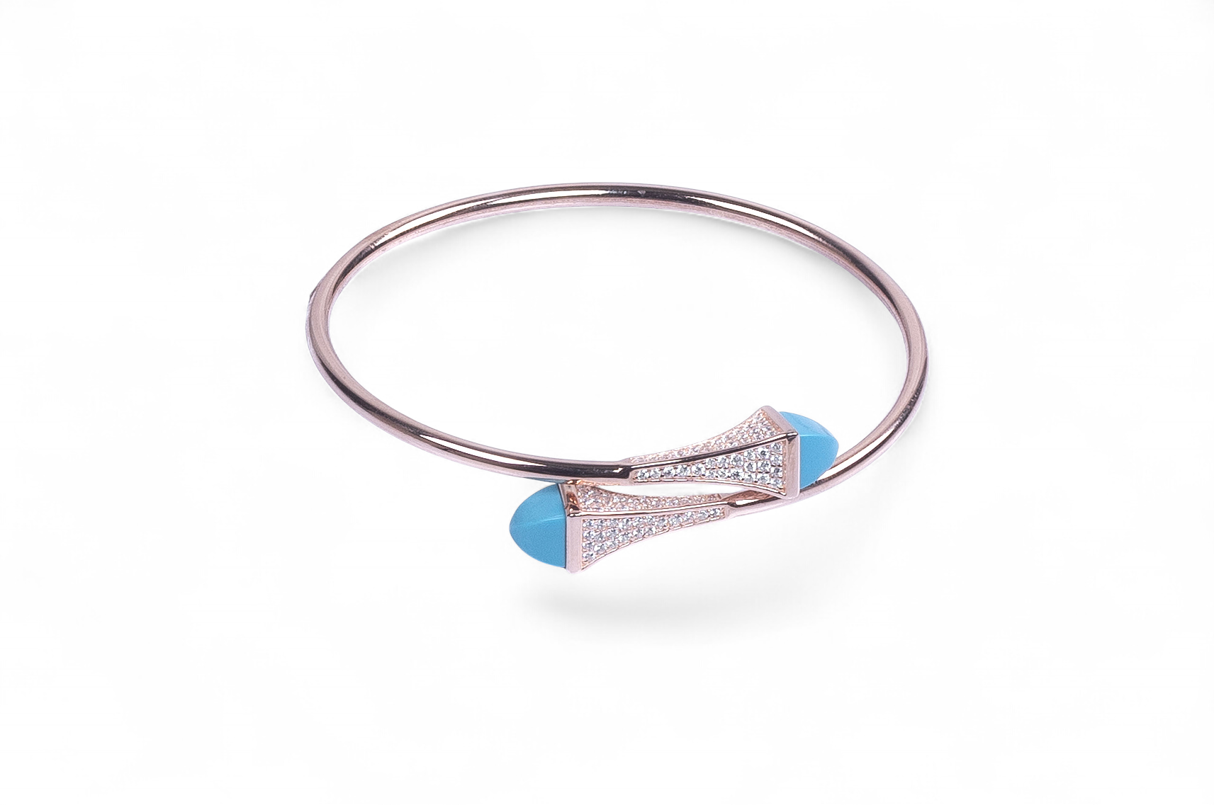 PREMIUM 925 SILVER ROSE GOLD POLISH EXCLUSIVE FIROZA STONE BRACELET - Image 3