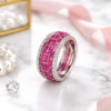 PREMIUM 925 SILVER PINK BUGGATE BAND RING - 12 SIZE