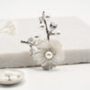 EXCLUSIVE 925 SILVER PEAR & CRYSTAL FLEUR BROOCH