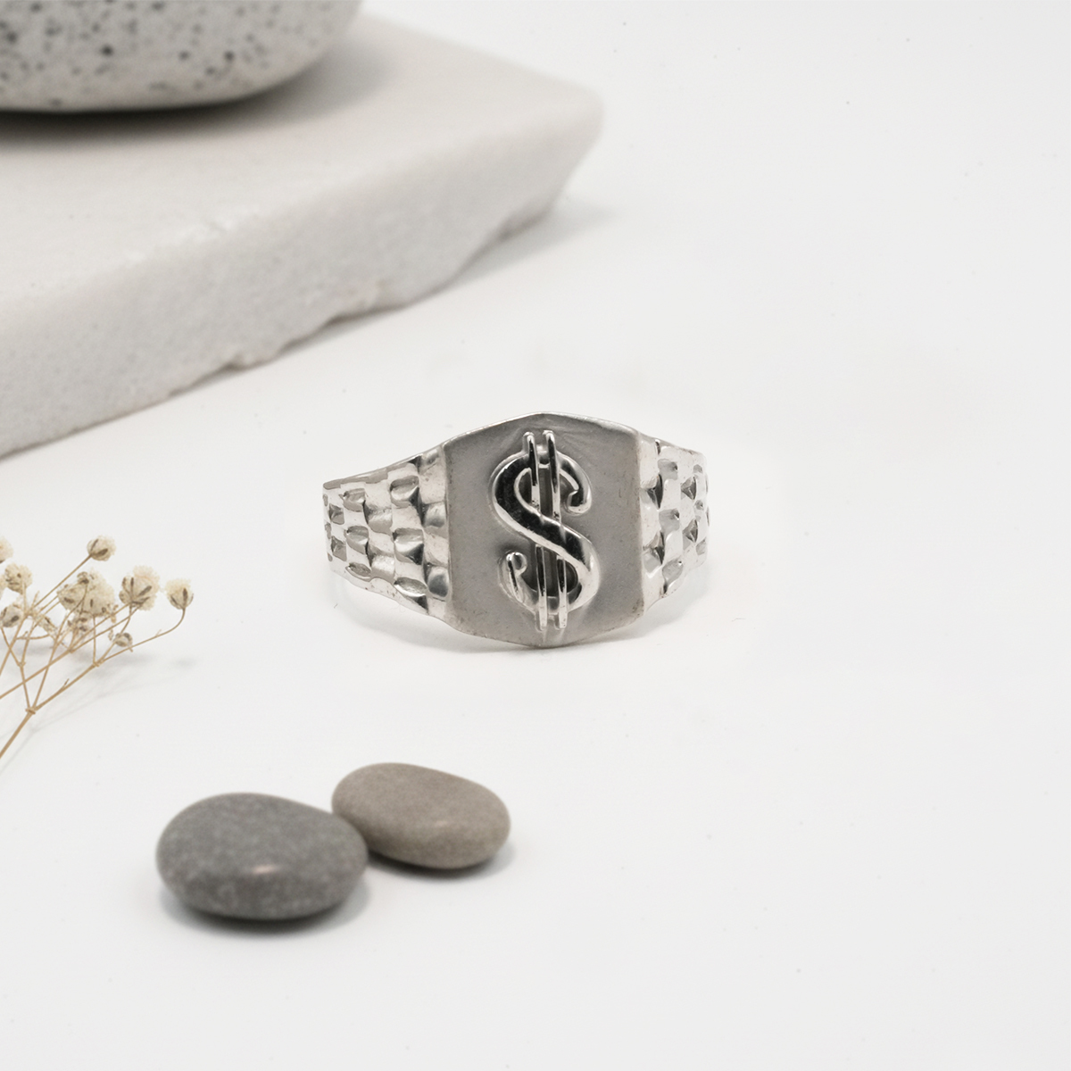 PREMIUM 925 SILVER MAT FINISED MEN'S RING - SIZE 20