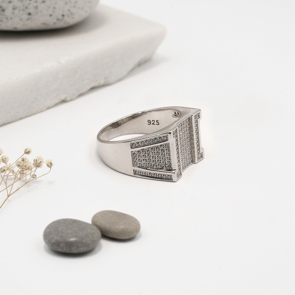 PREMIUM EXCLUSIVE 925 SILVER MEN'S RING - SIZE 26