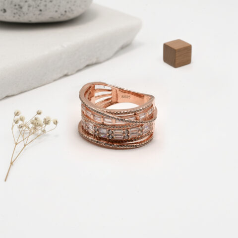 PREMIUM 925 SILVER ROSE GOLD POLISH EXCLUSIVE RING - SIZE 14