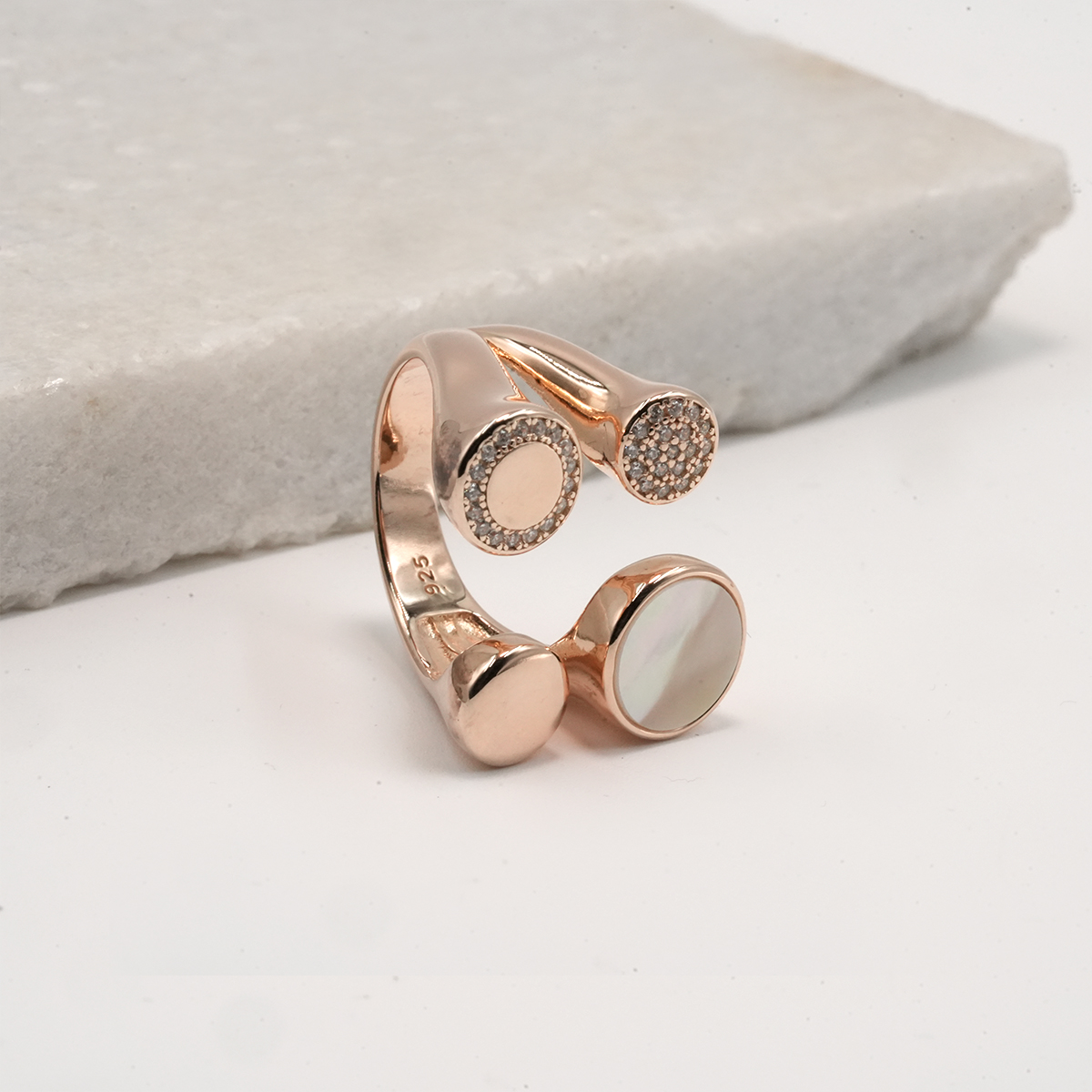 PREMIUM 925 SILVER ROSE GOLD POLISH EXCLUSIVE RING - FREE SIZE - Image 2