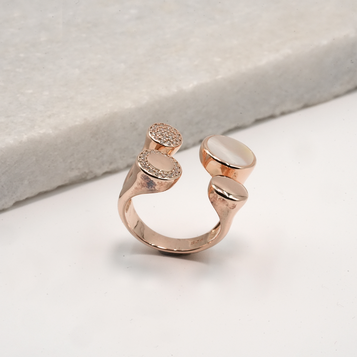 PREMIUM 925 SILVER ROSE GOLD POLISH EXCLUSIVE RING - FREE SIZE