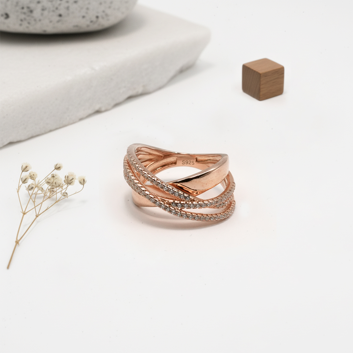 PREMIUM 925 SILVER EXCLUSIVE ROSE GOLD POLISH - SIZE 9