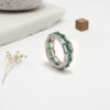 PREMIUM 925 SILVER GREEN STONE EXCLUSIVE BUGGATE STONE RING - SIZE 12