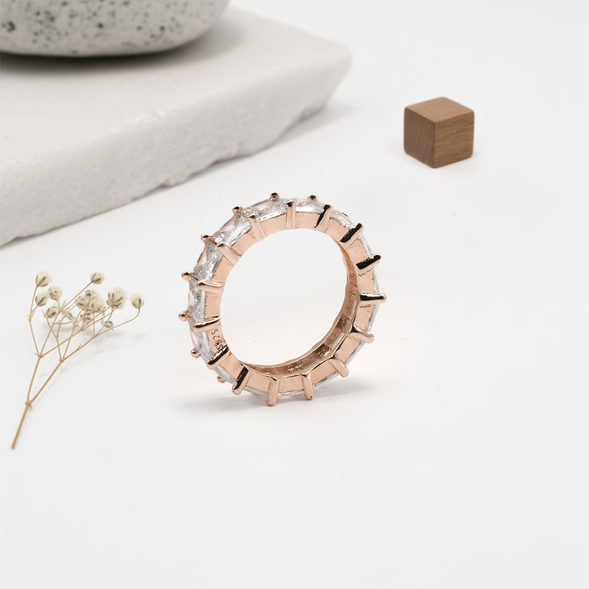 PREMIUM 925 SILVER EXCLUSIVE ROSE GOLD POLISH CHOKI STONE BAND - SIZE 12