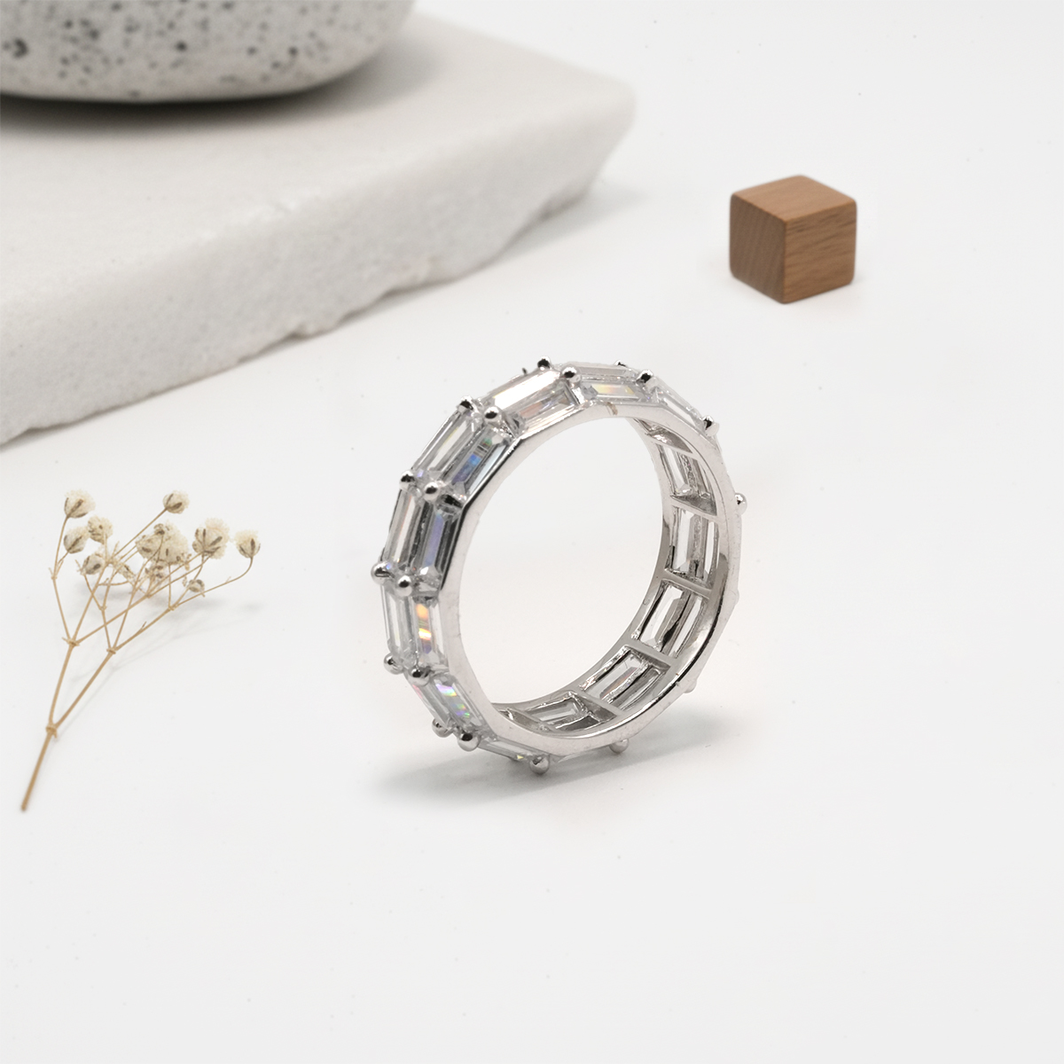 PREMIUM 925 SILVER EXCLUSIVE BAGUETTE BAND SIZE - 16