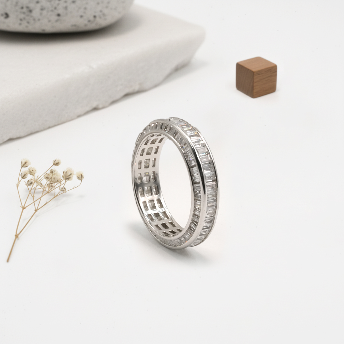 PREMIUM 925 SILVER EXCLUSIVE BUGGATE STONE BAND - SIZE 11 - Image 2