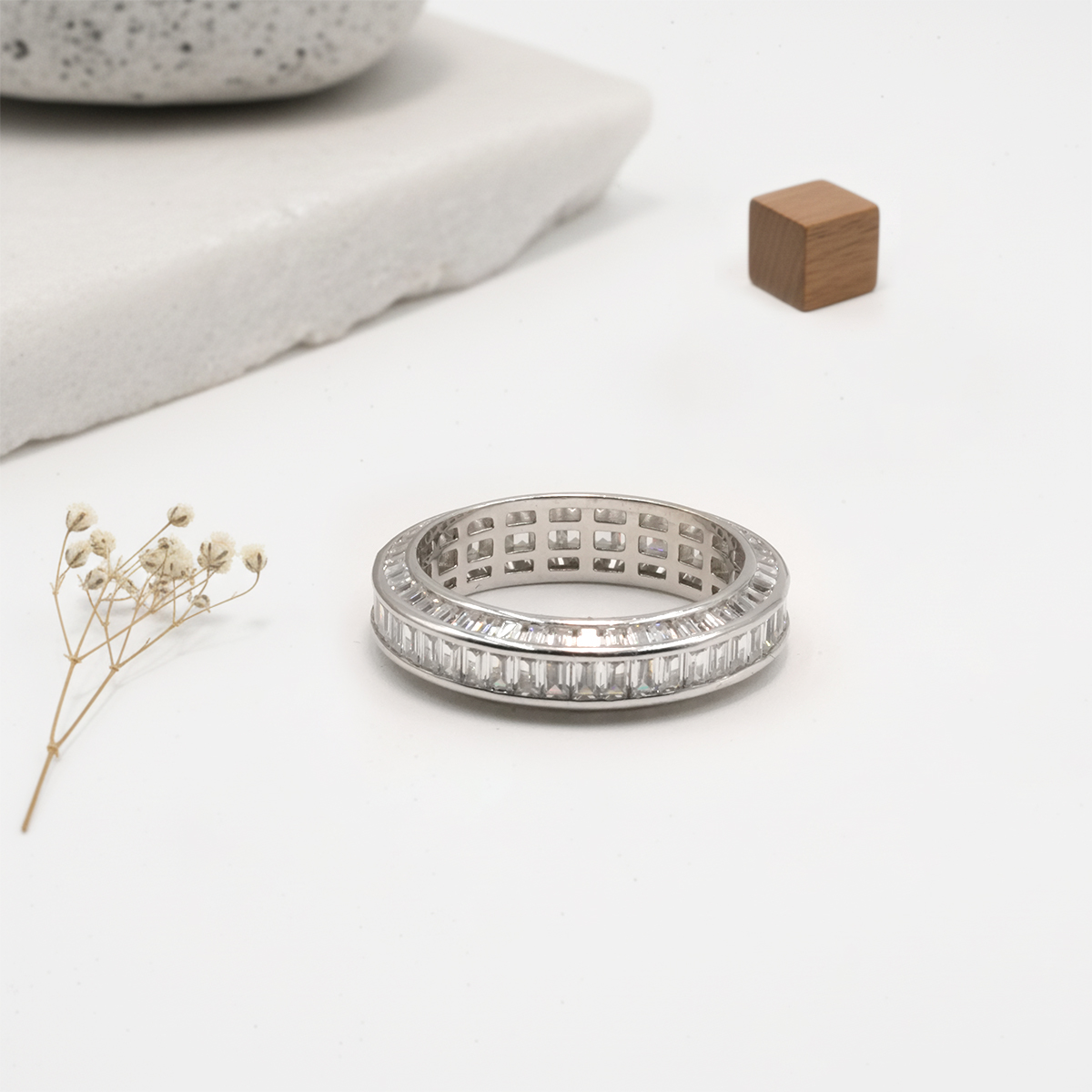 PREMIUM 925 SILVER EXCLUSIVE BUGGATE STONE BAND - SIZE 11 - Image 3