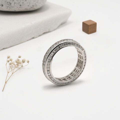 PREMIUM 925 SILVER EXCLUSIVE BUGGATE STONE BAND - SIZE 11