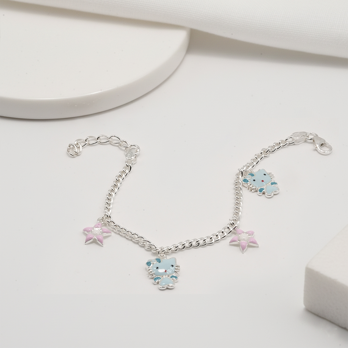 PREMIUM 925 SILVER CUTE BARBIE DOLL CHARM BRACELETE