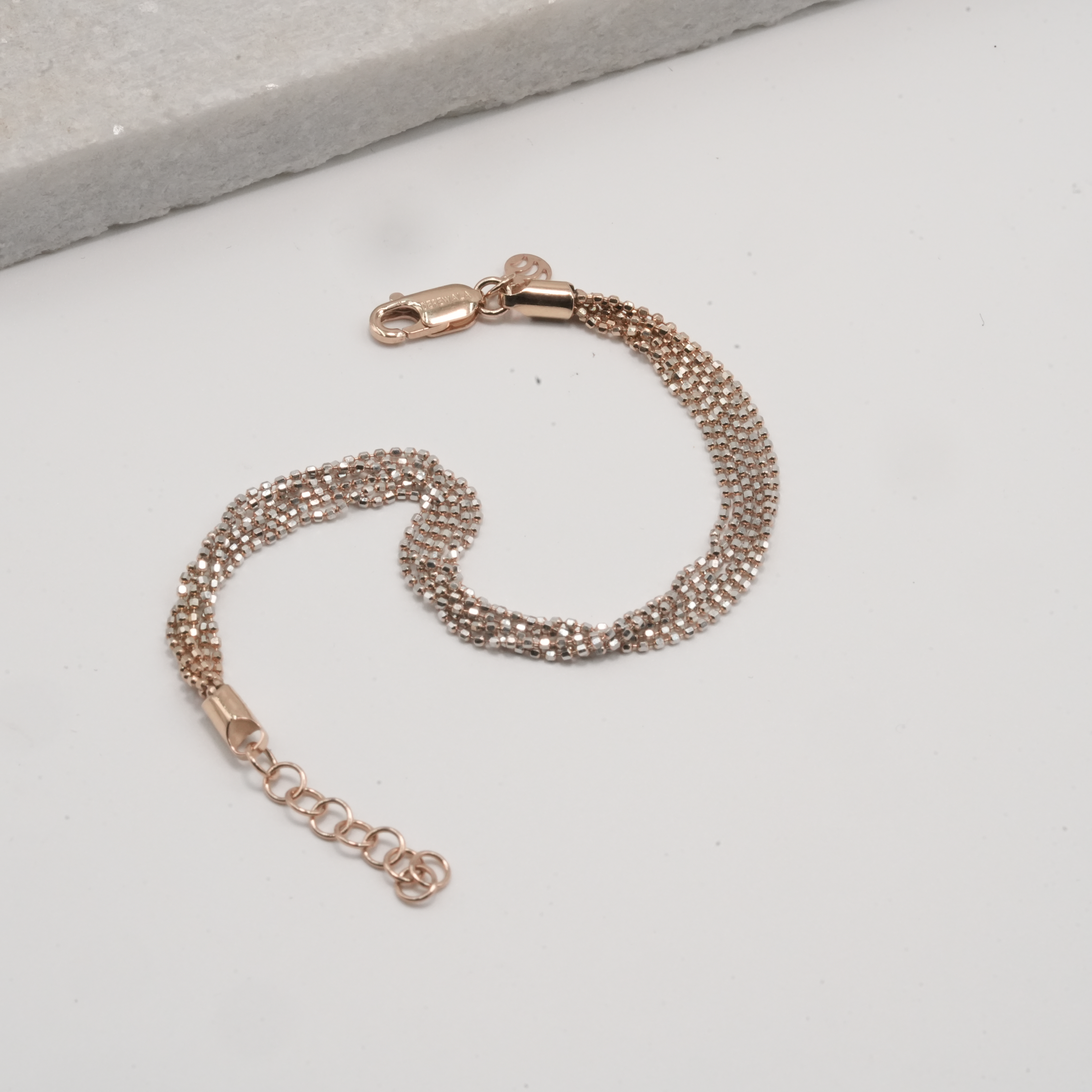 PREMIUM EXCLUSIVE 925 SILVER BUNCH LOOSE TWO TONE BRACELETE - Image 2