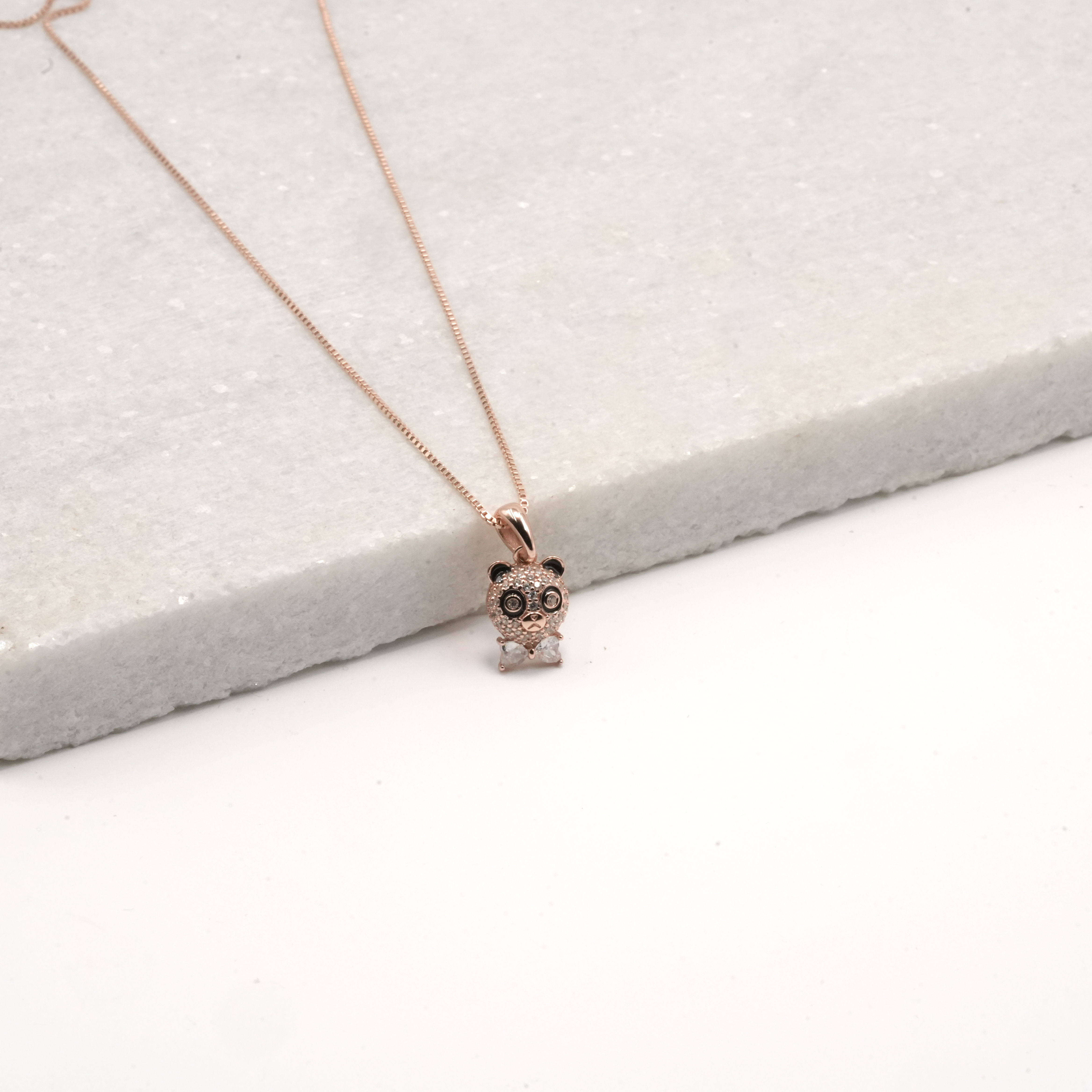 PREMIUM 925 SILVER EXCLUSIVE ROSE GOLD POLISH PANDA PENDANT SET - Image 3