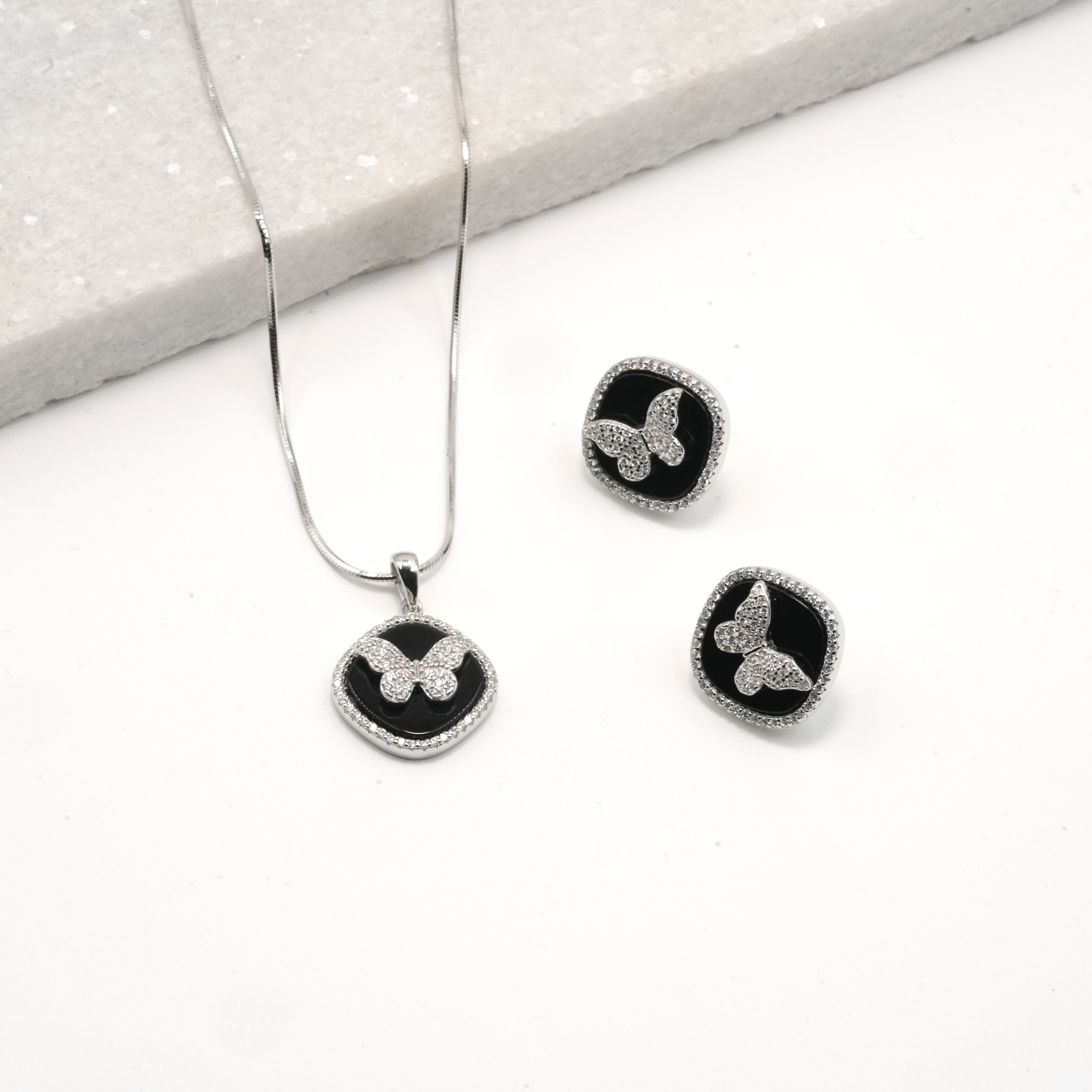 PREMIUM EXCLUSIVE 925 SILVER BUTTERFLY PENDANT SET