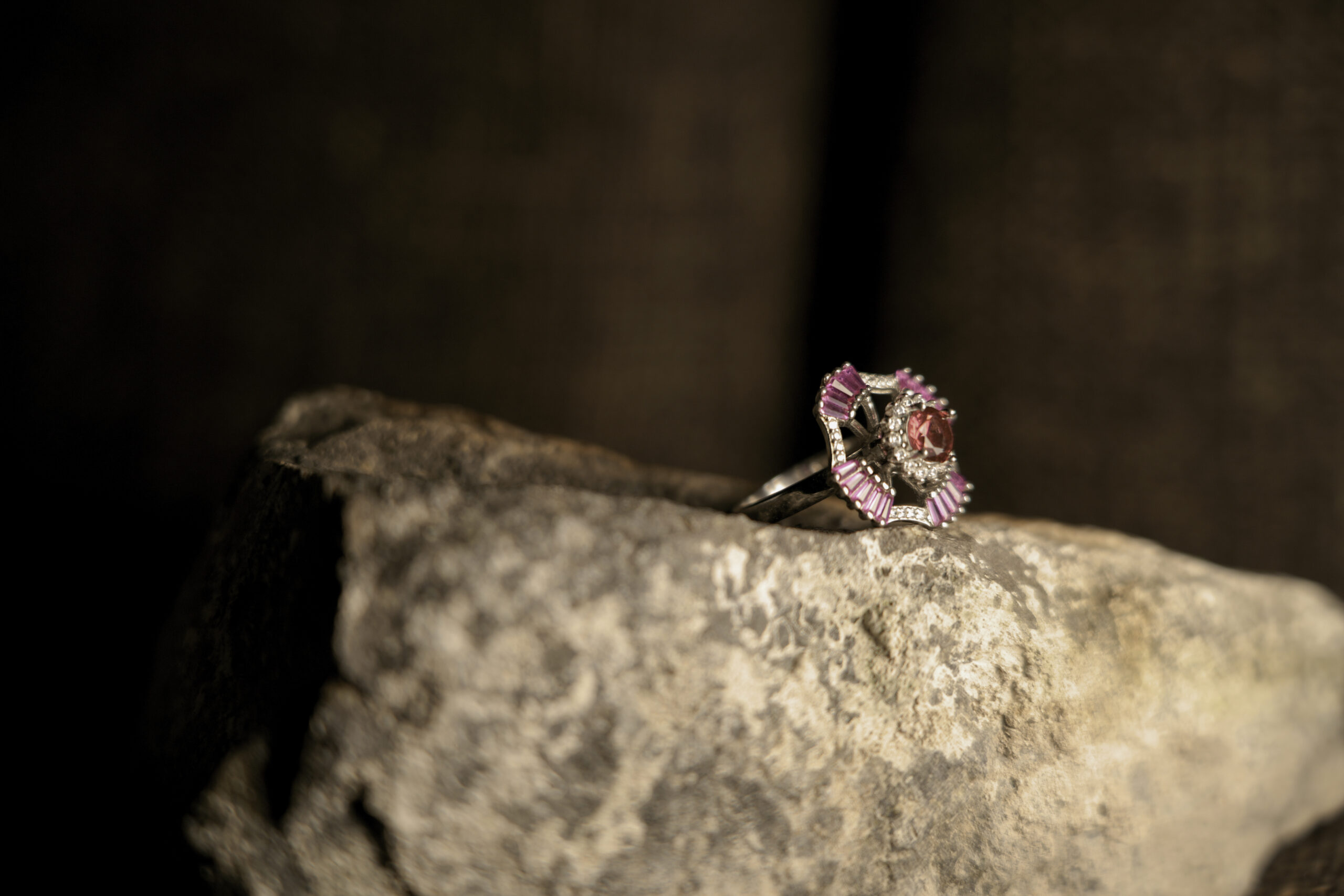 PREMIUM 925 SILVER PINK STONE ROTATE RING - SIZE 11 - Image 3