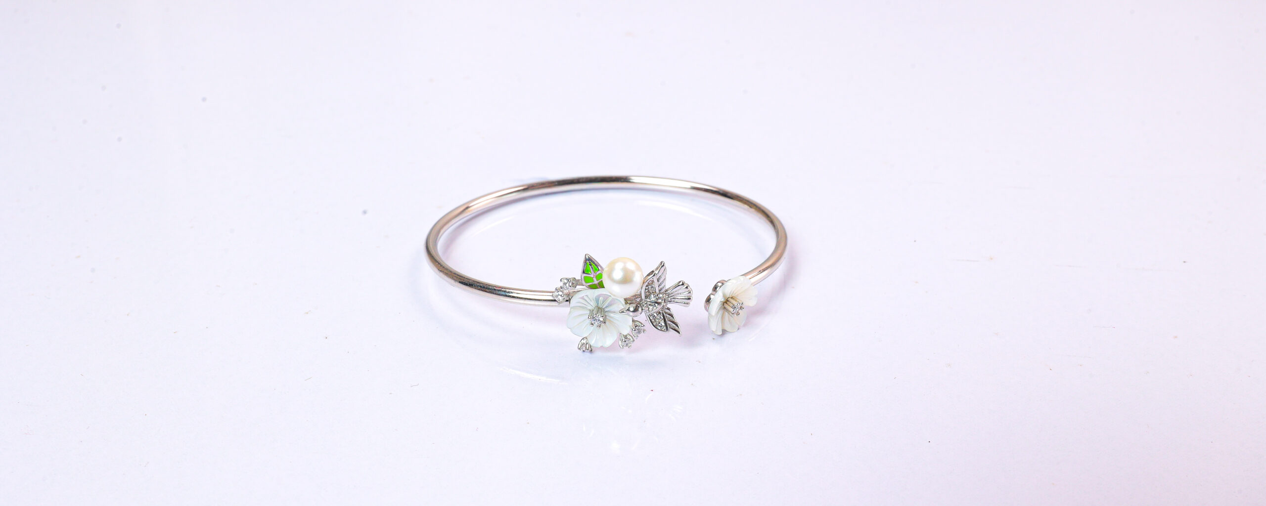 PREMIUM 925 SILVER MOP WITH PEARL FLEXIBLE BRACELETE - Image 3