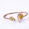 PREMIUM EXCLUSIVE 925 SILVER BRACELET WITH ROSE GOLD POLISH YELLOW STONE