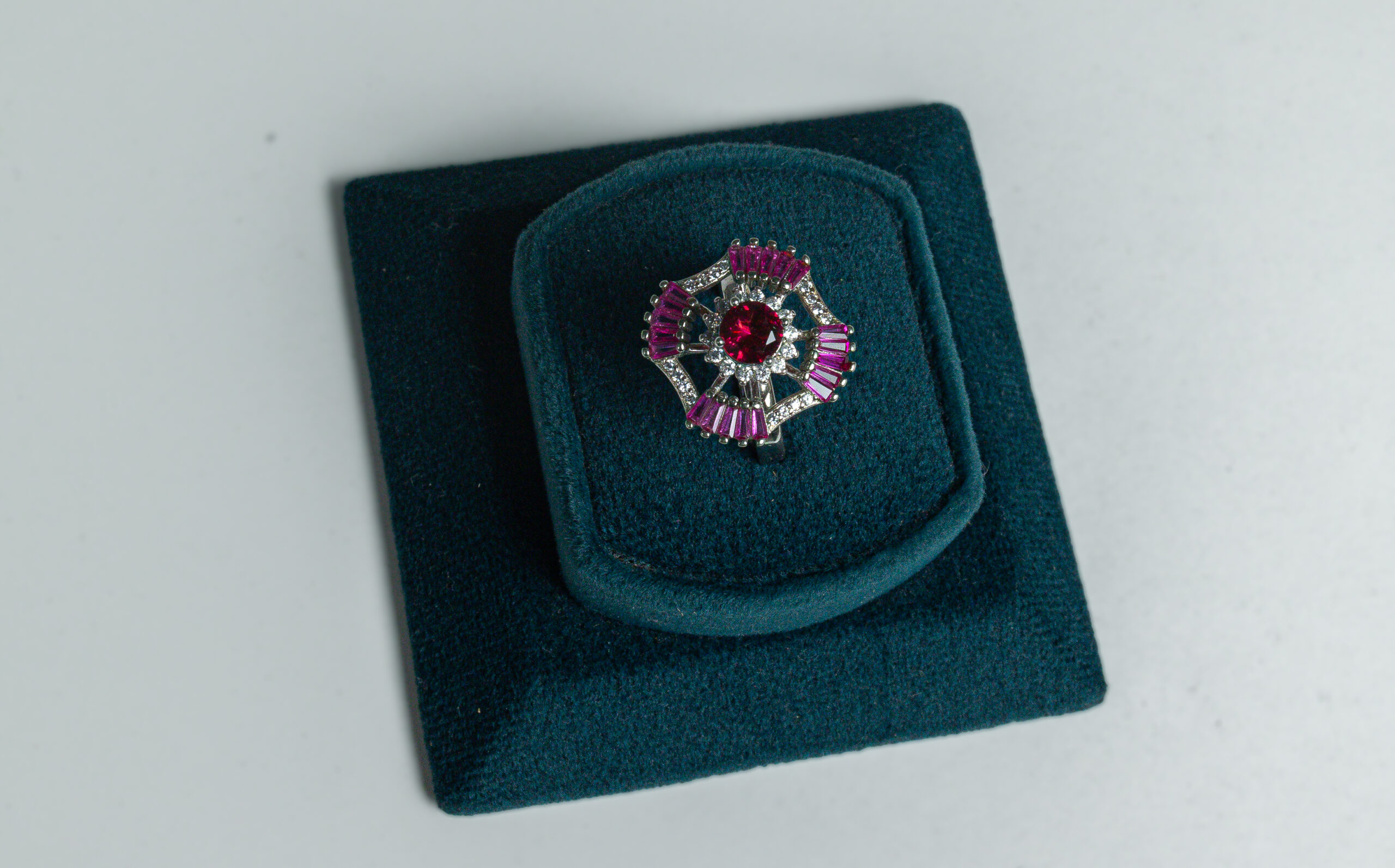 PREMIUM 925 SILVER PINK STONE ROTATE RING - SIZE 11 - Image 2