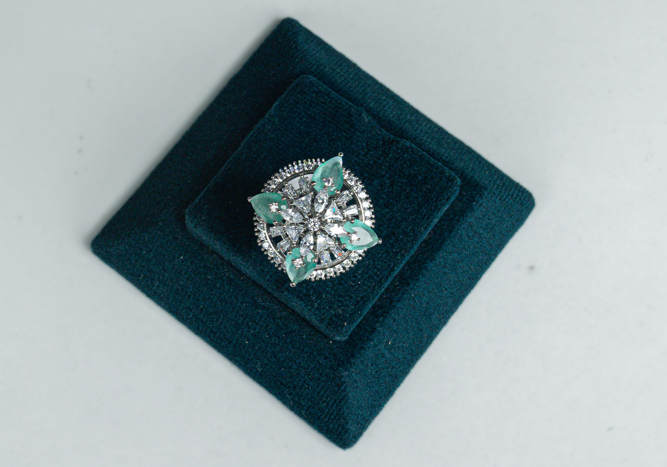 PREMIUM 925 SILVER BRIDAL PASTEL COLOUR STONE RING - FREE SIZE - Image 2