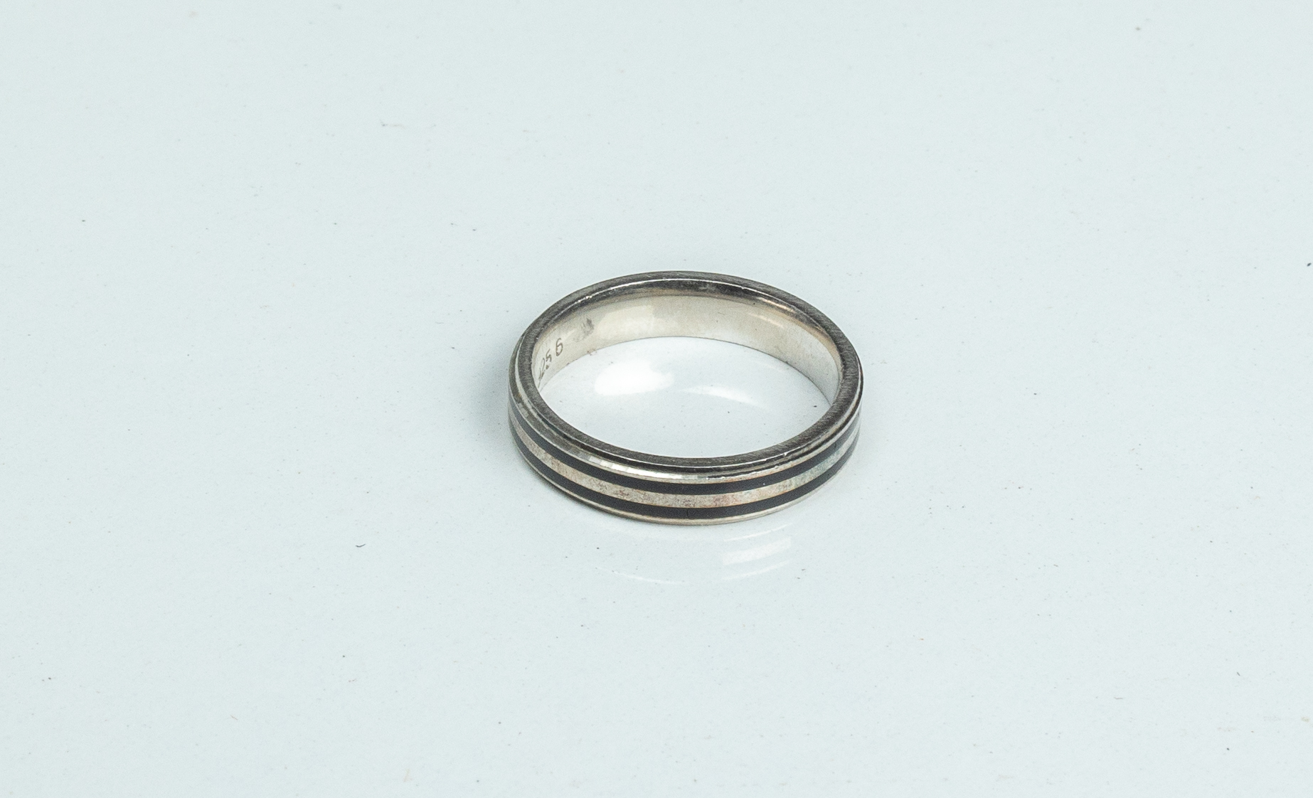 PREMIUM 925 SILVER BLACK INAMAL BAND RING - SIZE 20