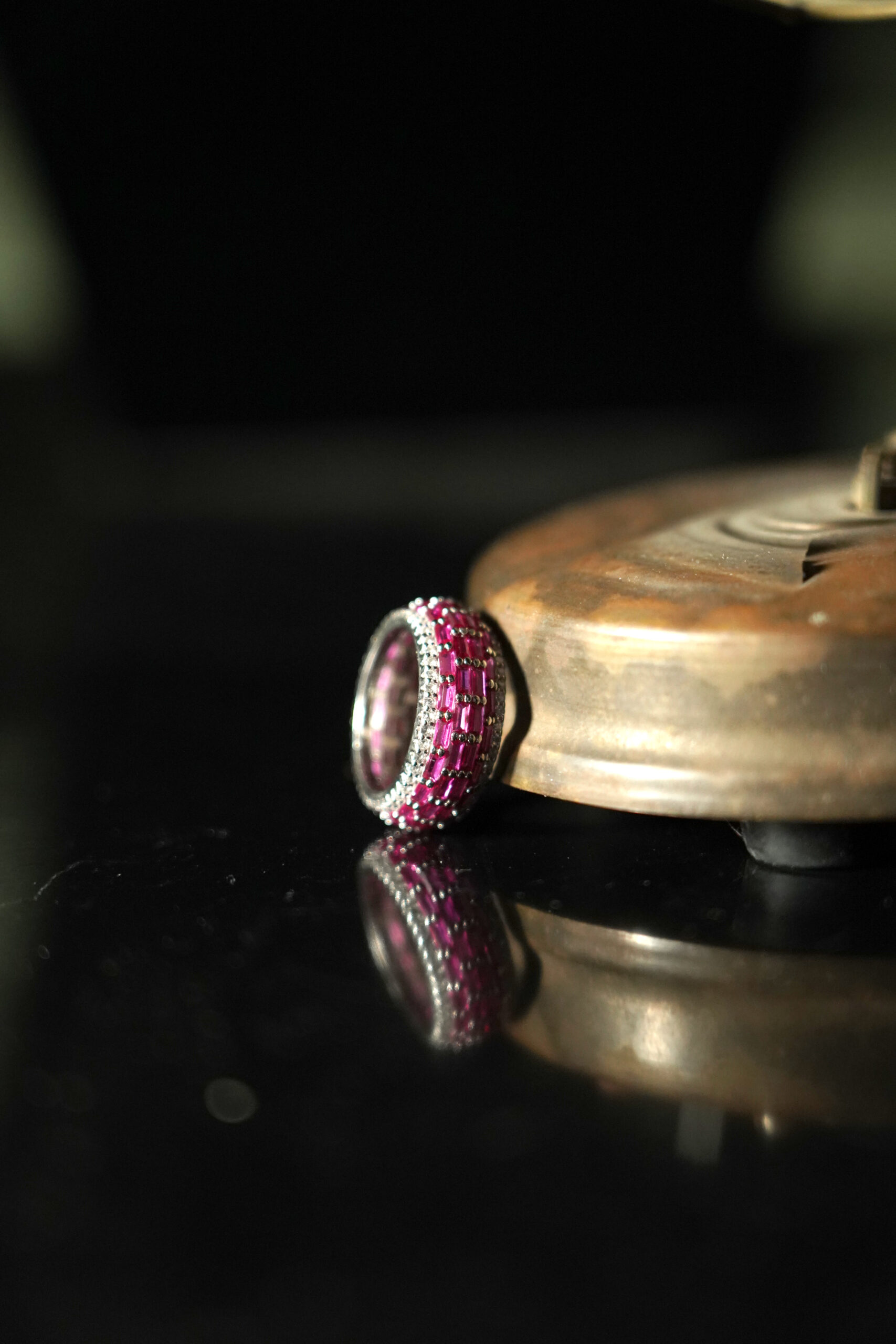 PREMIUM 925 SILVER PINK BUGGATE BAND RING - 12 SIZE - Image 2