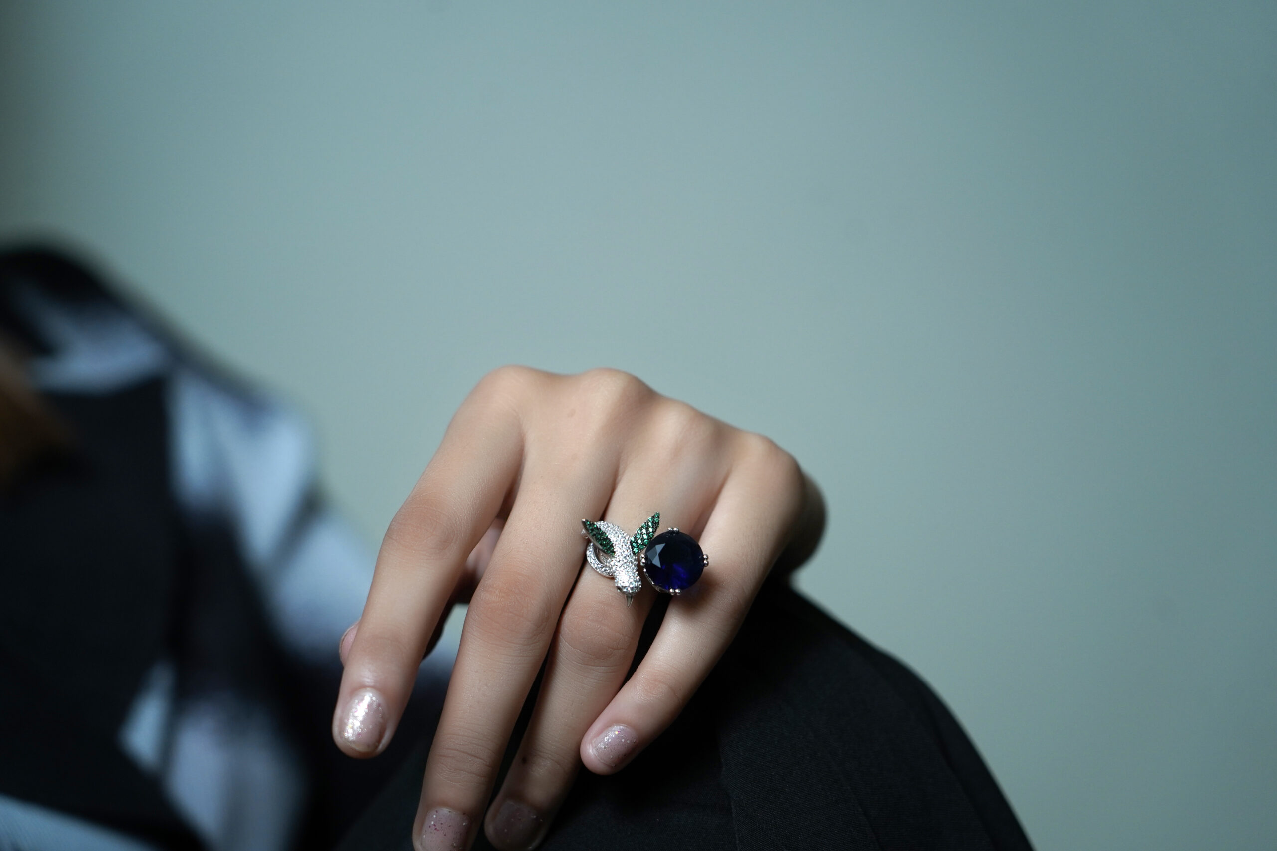 PREMIUM 925 SILVER BIRD DEEP ROYAL BLUE COLOUR RING - FREE SIZE - Image 2