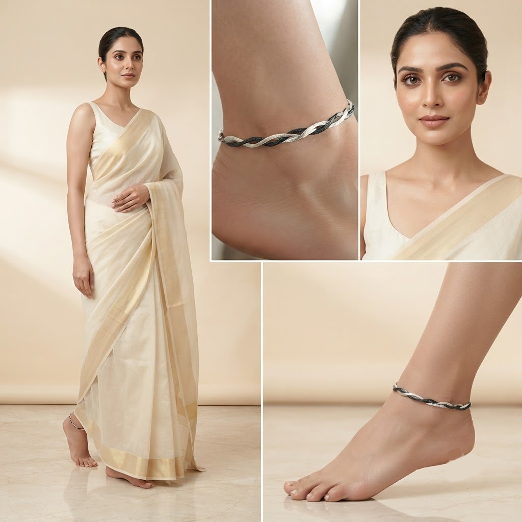 PREMIUM 925 SILVER ITALY BLACK RODIUM ANKLET - Image 4