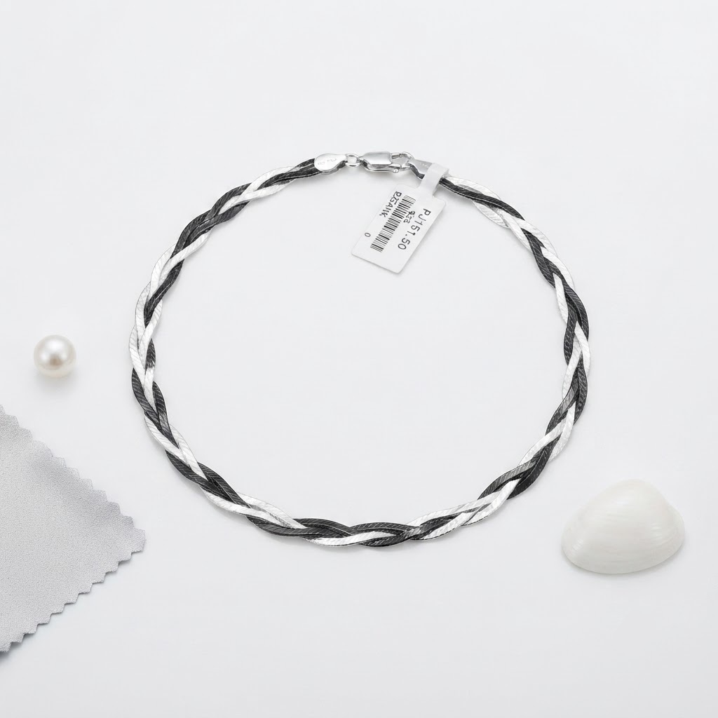 PREMIUM 925 SILVER ITALY BLACK RODIUM ANKLET - Image 3