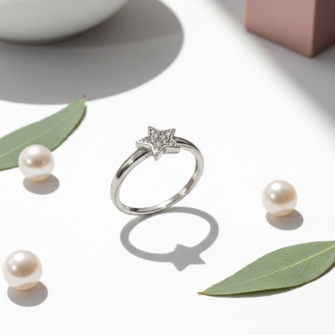 PREMIUM 925 SILVER MINIMAL STAR RING SIZE - 11