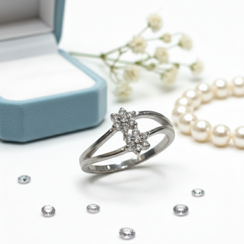 PREMIUM 925 SILVER MINIMAL COUPLE STAR RING - SIZE 12