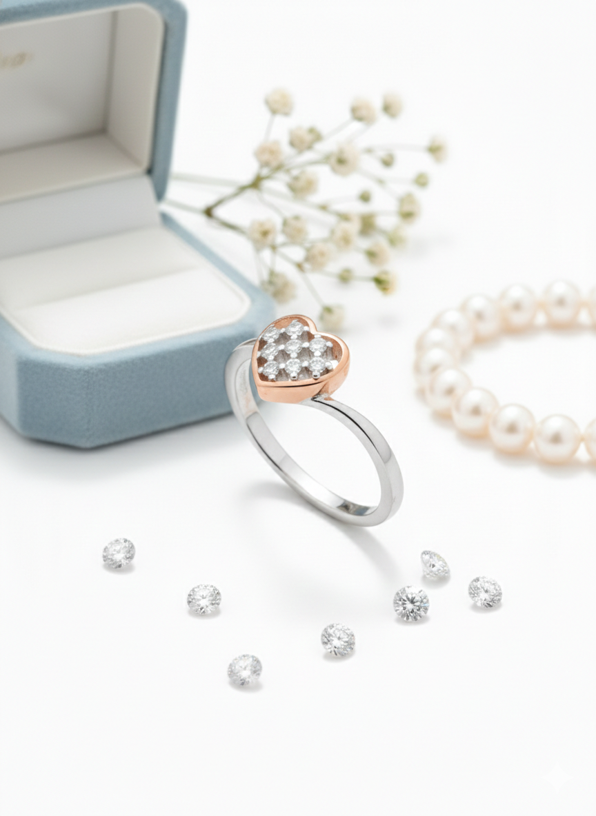 PREMIUM 925 SILVER MINIMAL HEART RING - SIZE 12 - Image 3