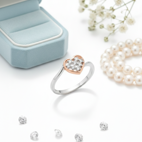 PREMIUM 925 SILVER MINIMAL HEART RING - SIZE 12