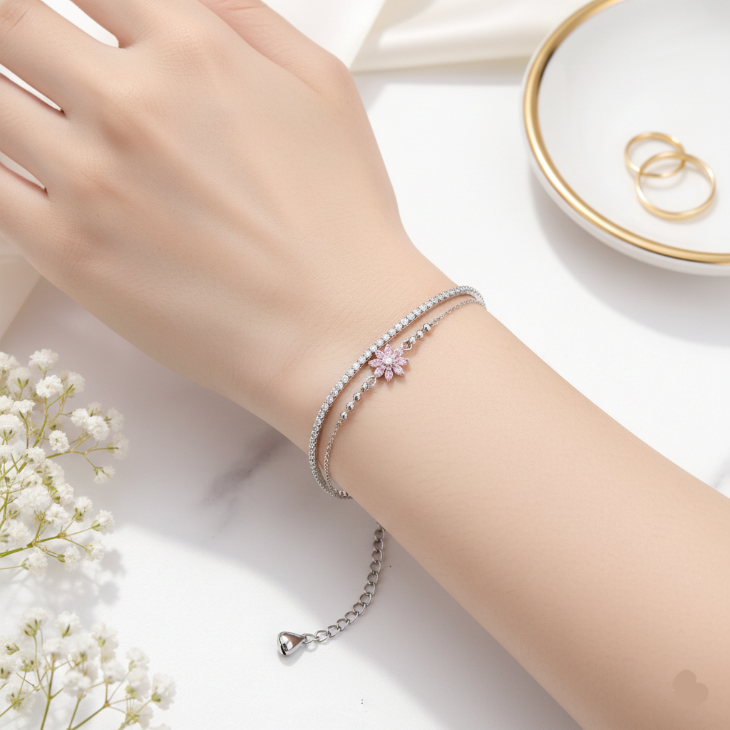 PREMIUM 925 SILVER ROSE BLOSSOM BRECELETE - Image 3