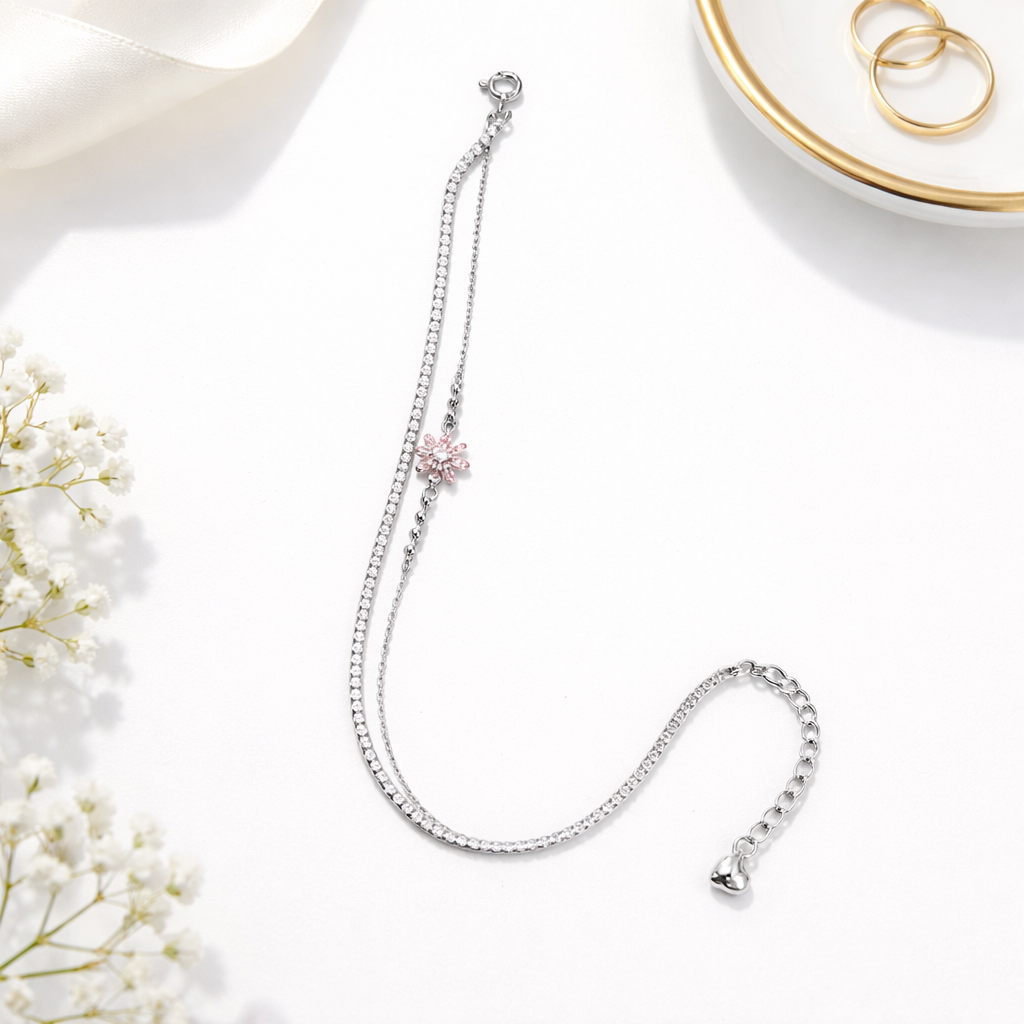 PREMIUM 925 SILVER ROSE BLOSSOM BRECELETE