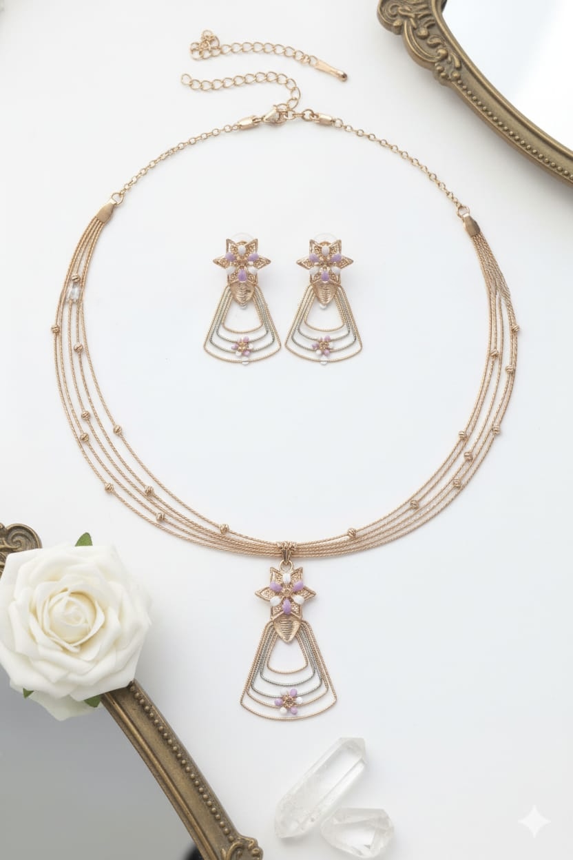 PREMIUM 925 SILVER ROSE GOLD POLISH ELEGANT SHINE NECKLESS