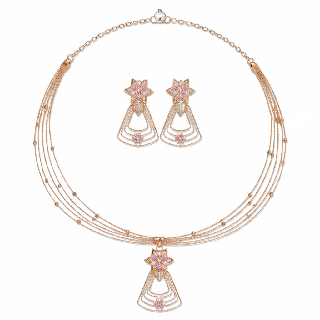 PREMIUM 925 SILVER ROSE GOLD POLISH ELEGANT SHINE NECKLESS - Image 2