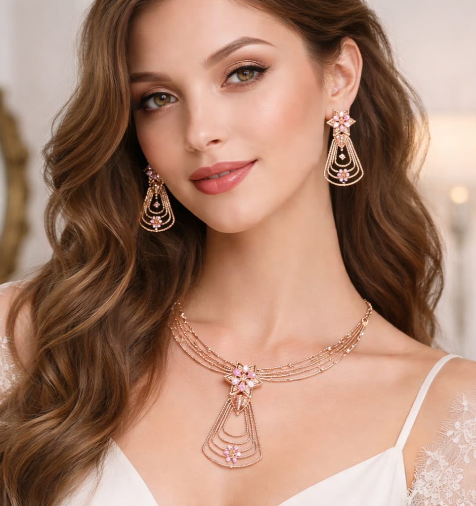 PREMIUM 925 SILVER ROSE GOLD POLISH ELEGANT SHINE NECKLESS - Image 3