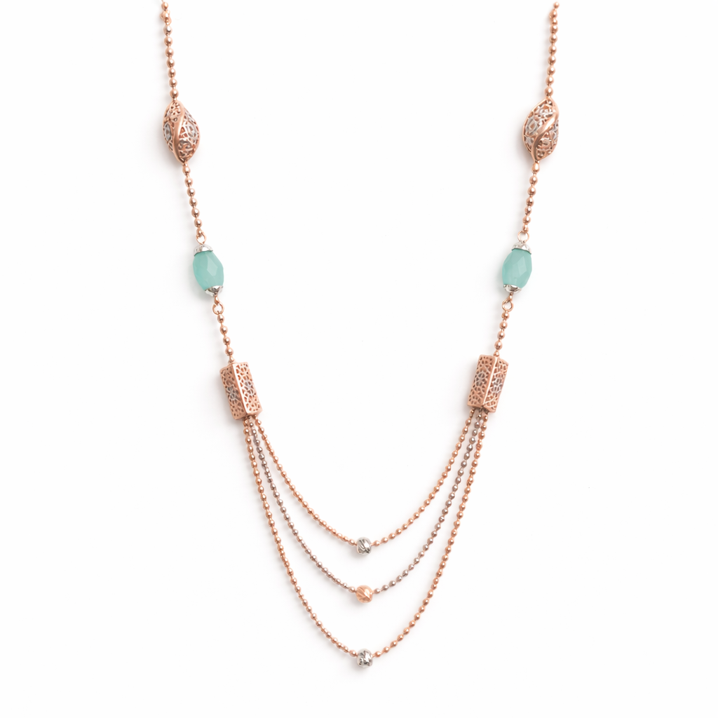 EXCLUSIVE 925 SILVER ITALIAN ROSE GOLD POLISH NECKLESS - Image 2