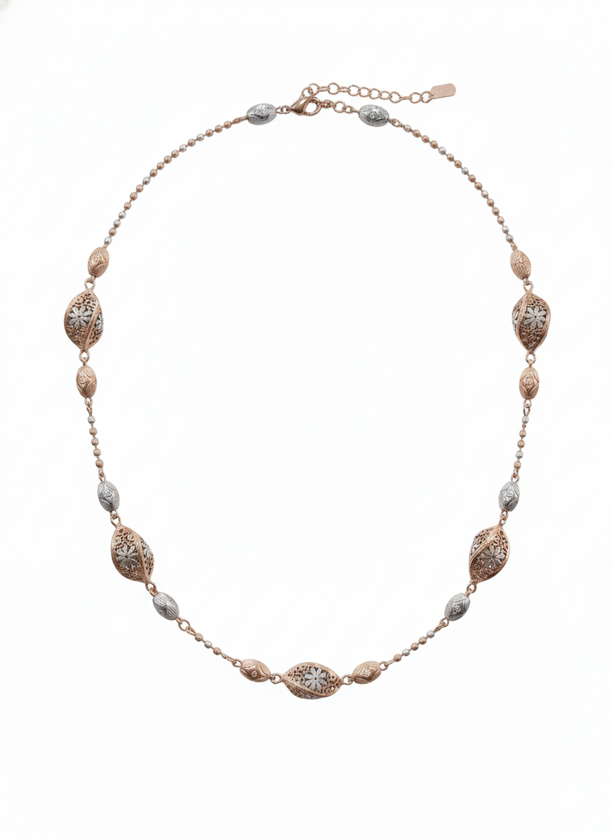 EXCLUSIVE 925 SILVER ITALIAN ROSE GOLD POLISH NECKLESS - Image 2