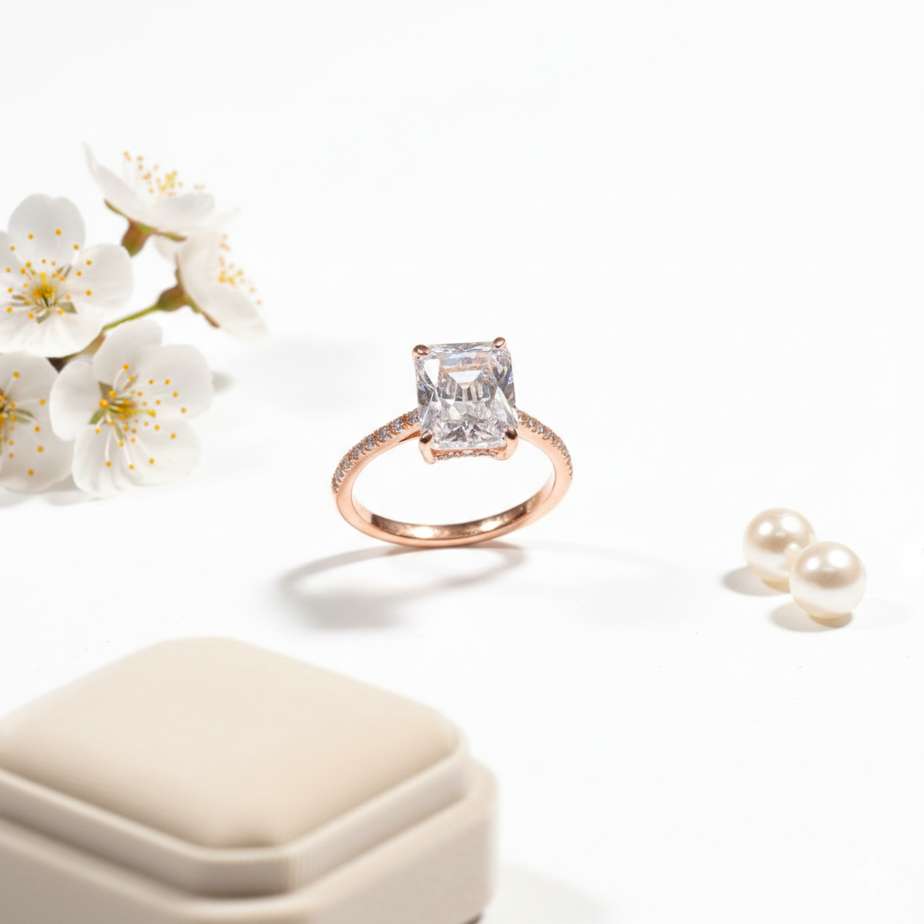 PREMIUM 925 SILVER SOLITARE ROSE GOLD POLISH