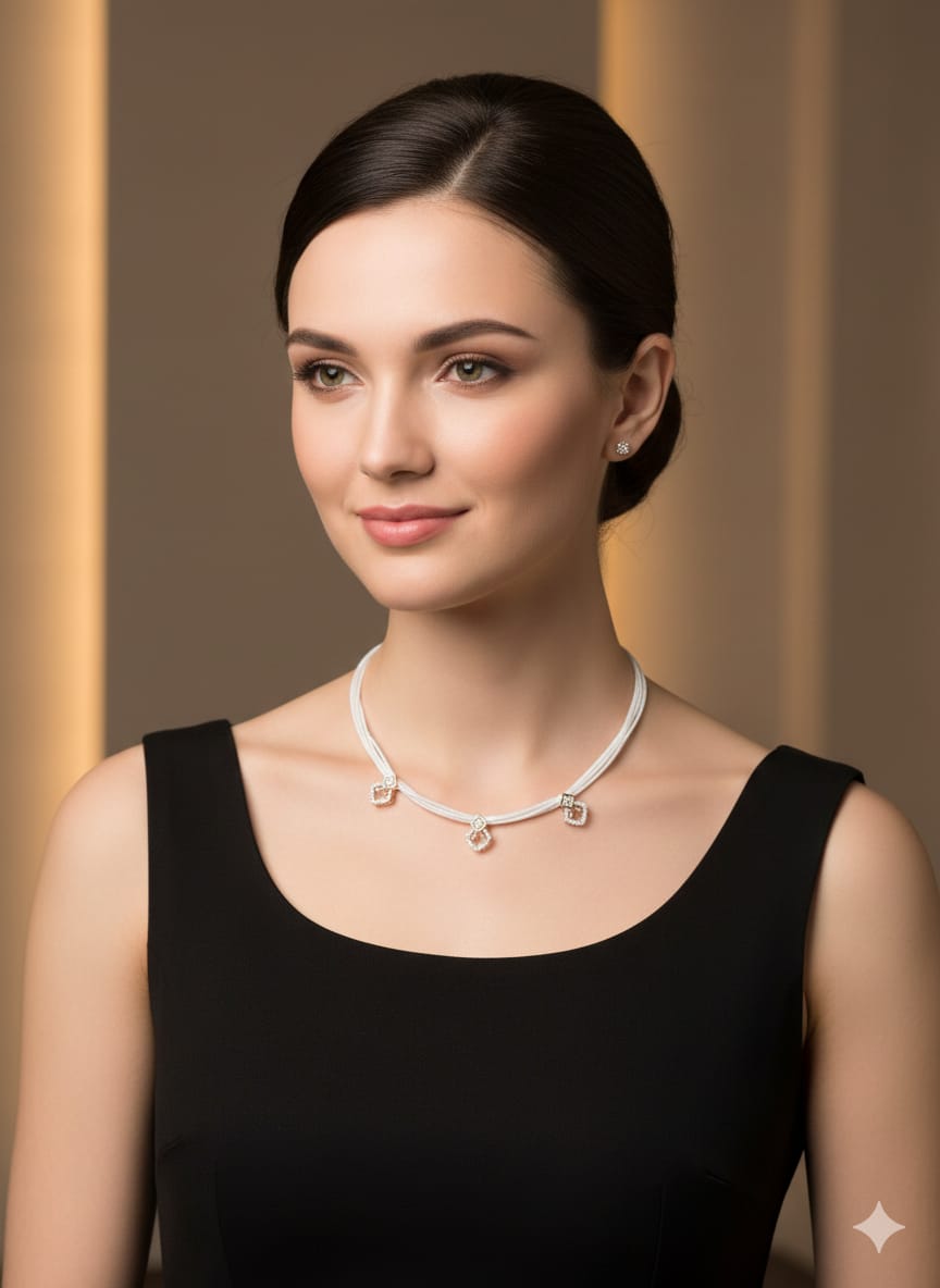 EXCLUSIVE 925 SILVER MOONLIT RIBBON CLASSY LADY NECKLESS - Image 3