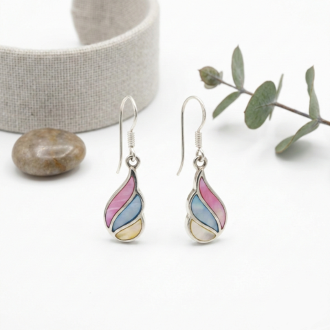 PREMIUM 925 SILVER ROYAL BLOOM FEATHER ENEMAL EARRINGS