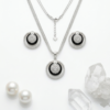 PREMIUM 925 SILVER ECLIPSE SUITE BLACK ENAMEL PENDANT SET