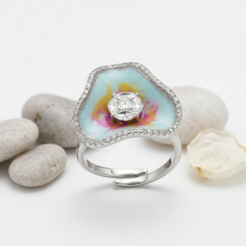 EXCLUSIVE 925 SILVER IMPRESSIONIST PETAL WOMEN'S RING FREE SIZE