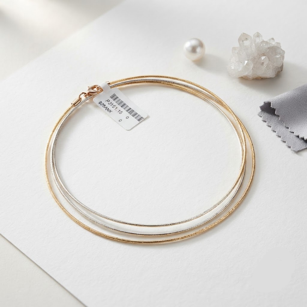 MODERN MINIMALIST THREE TONE THREE LAYERED SILVER ANKLET - Image 2