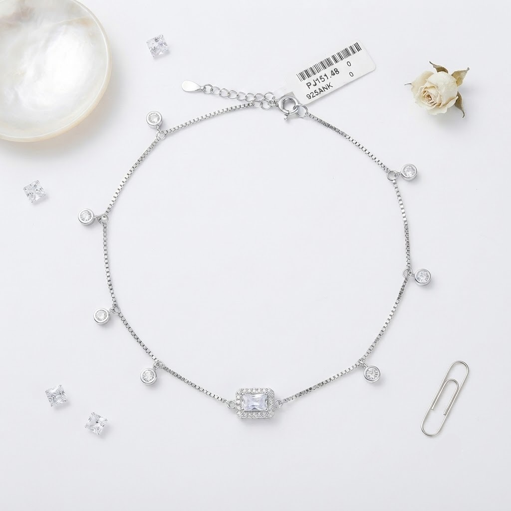 CELESTE SOLITARE SILVER ANKLET - Image 3